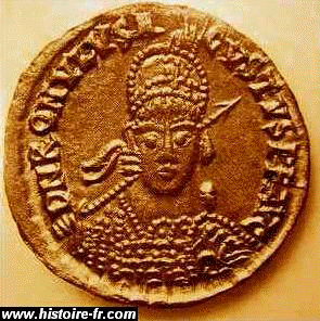 Pièce d'or (solidus) à l'effigie de Romulus Augustule